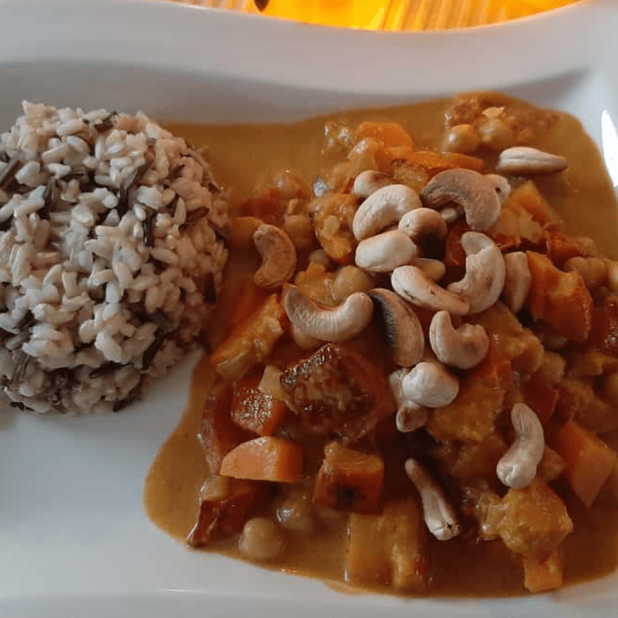 okkaido Kürbis Curry mit Kokosmilch auf indische Art: